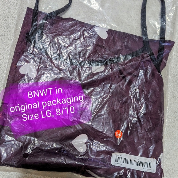 BNWT ladies size L (8/10) slip nightie, deep purple with little heart design - Picture 16 of 16